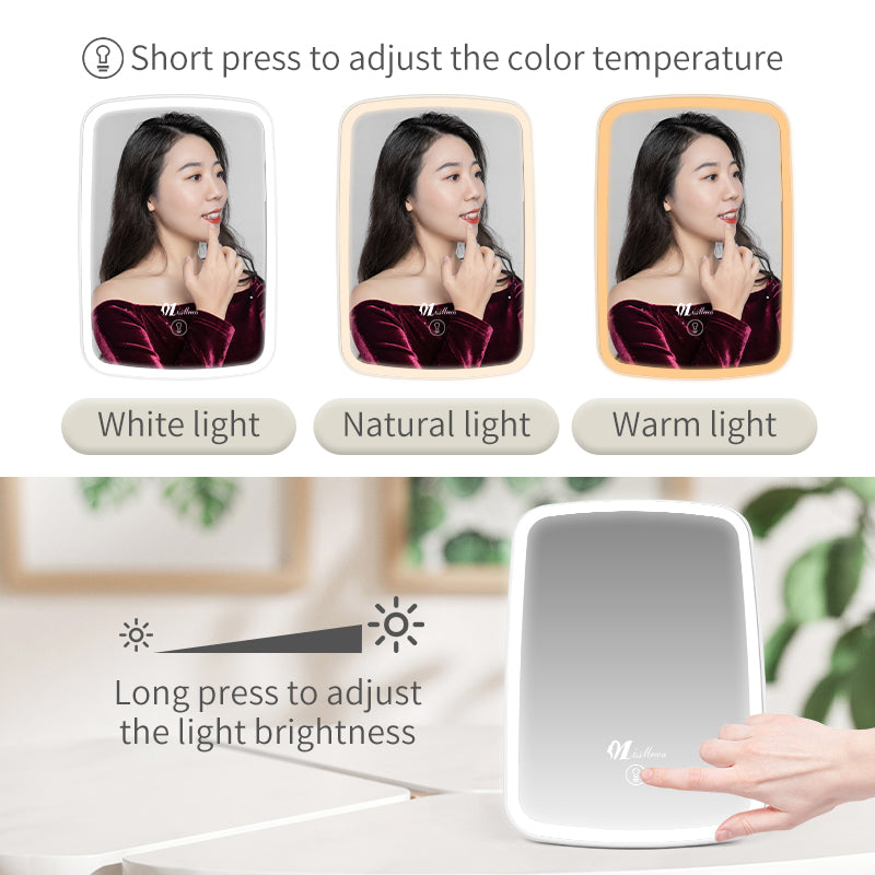 Square Professional Rechargeable Cosmetic Make Up Mirror Travel Portable Luxury Custom Shenzhen Led Makeup Mirror