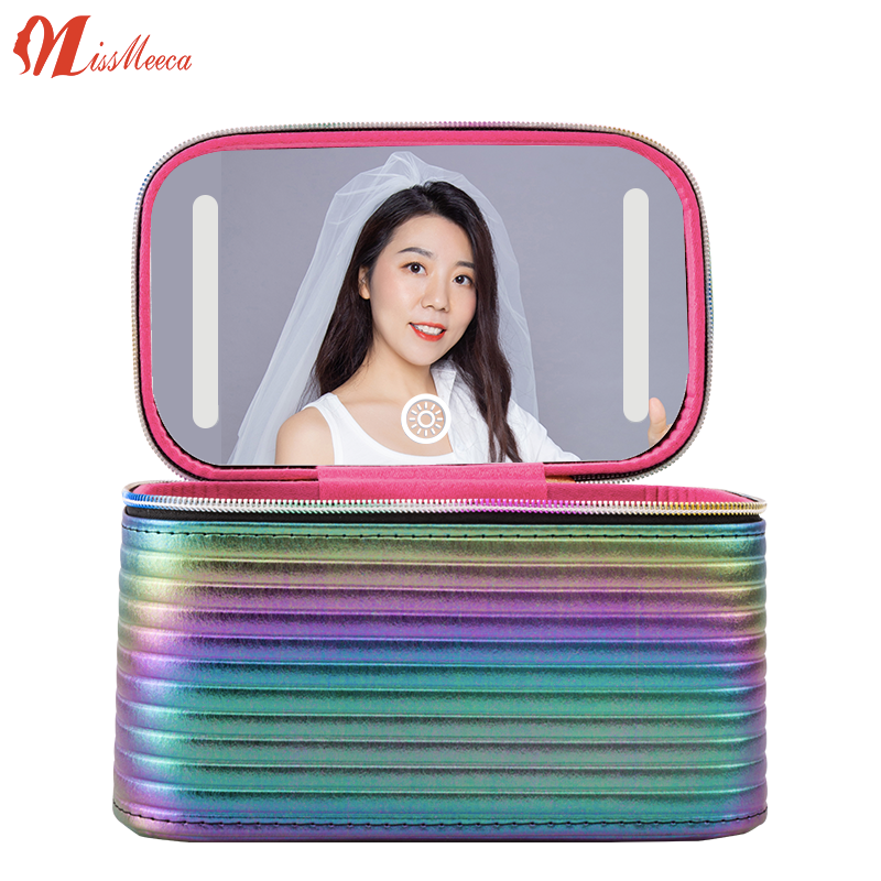Mini Compact Espejo Decorativo Espejo Con Luz Led Cosmetic Case