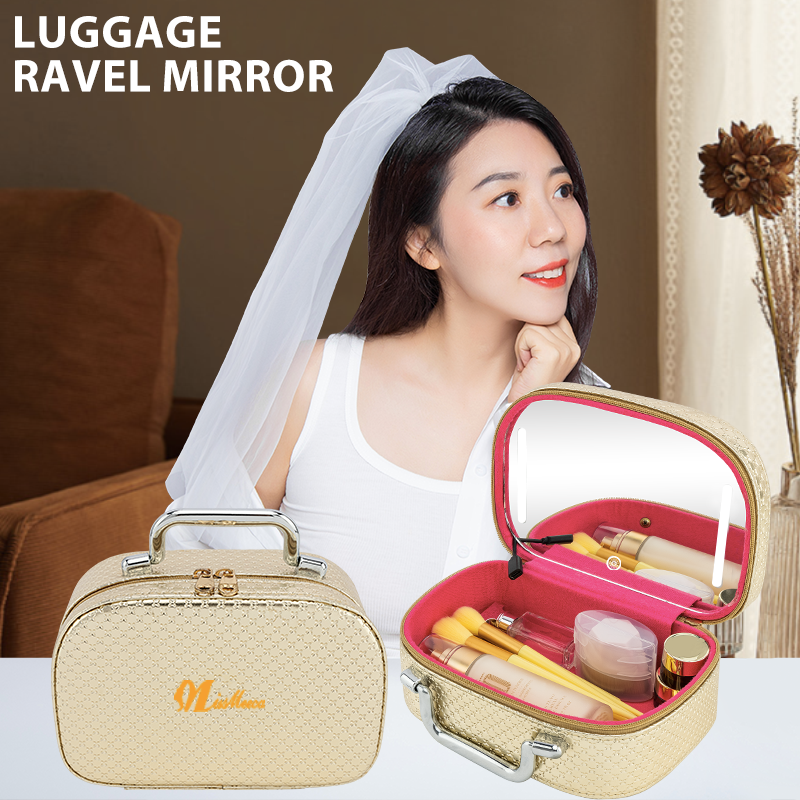 Big Beauty Led Cosmetic Case With Mirrors Sets Professional Lighted Makeup Bag Mirror