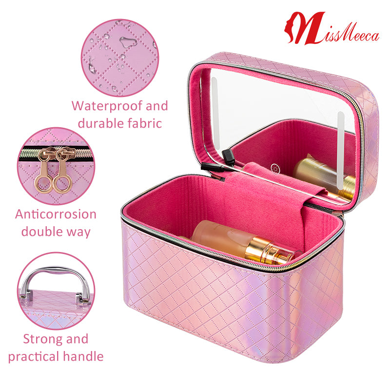 Led Cosmetic Case With Mirrors Sets Professional Lighted Makeup Bag Mirror