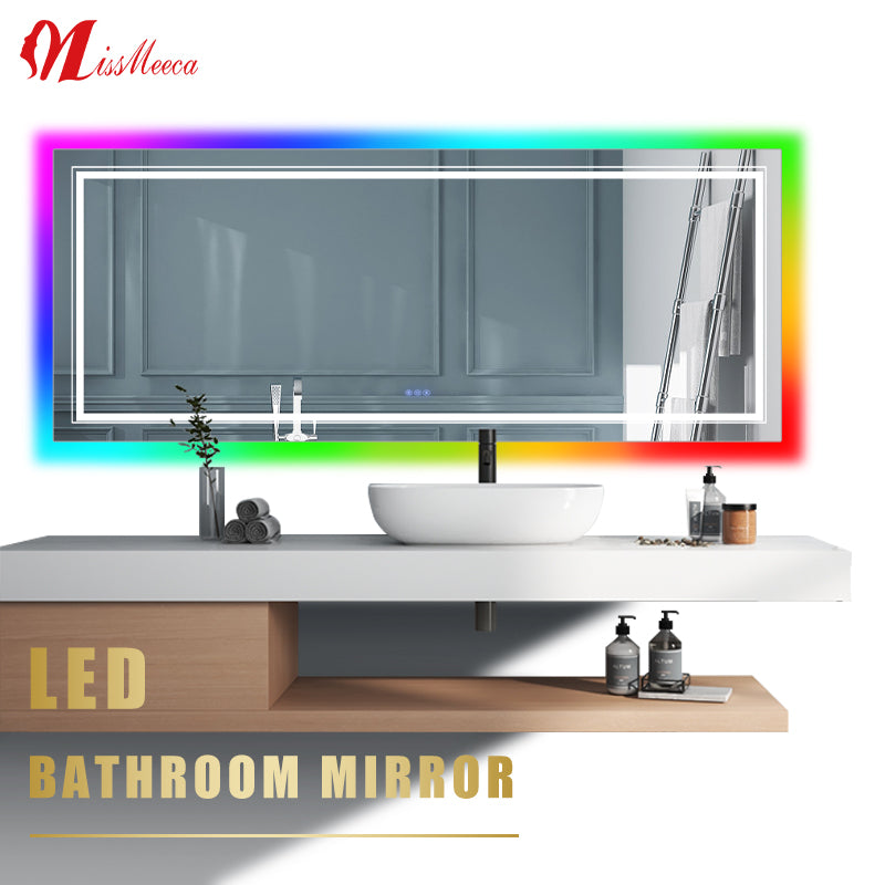LED Bathroom Mirror with Lights Backlit Vanity Mirror Large Wall Mounted Dimmable Smart Mirror