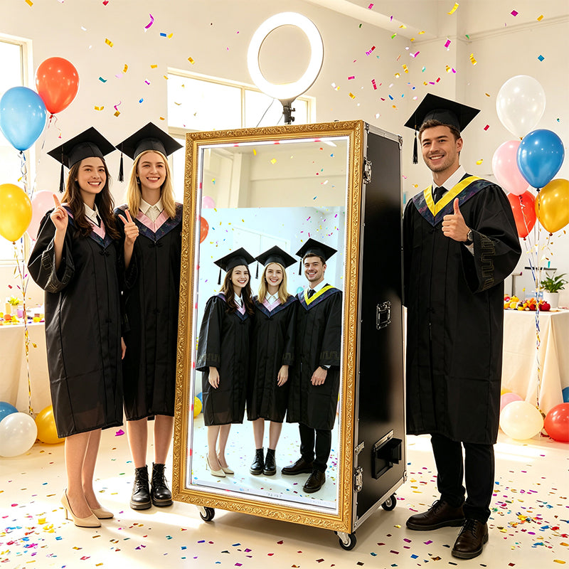 55" Magic Mirror Photo Booth | Flight Case Magic Mirror Selfie Station For Wedding, Party & Event Rental