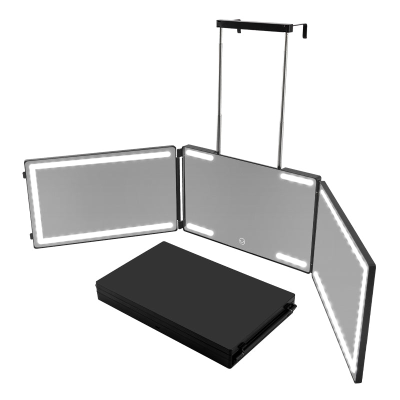 New LED Three-sided Light, Self Barber Mirror, Ring Light, Makeup Mirror, Retractable Hook, Dressing Mirror with Light