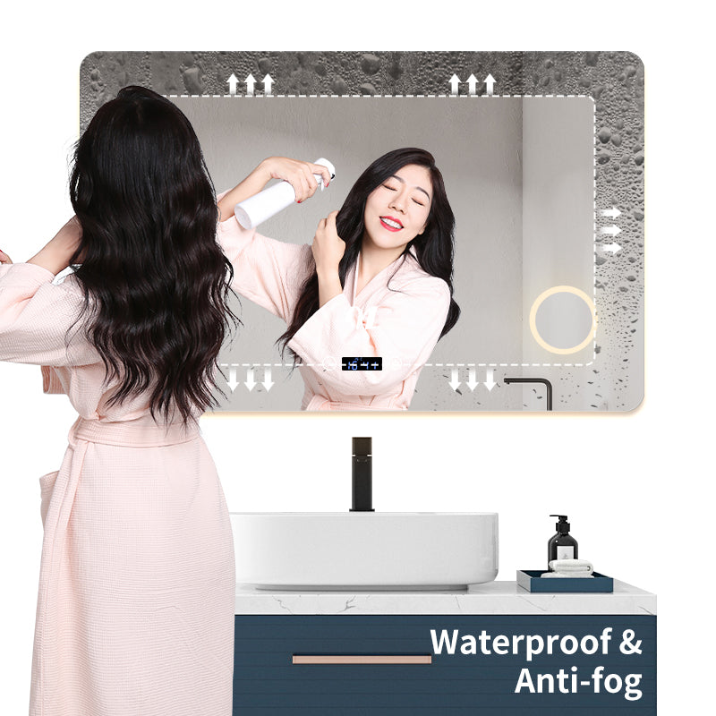 Anti Fog Designer Bath Espelho Espejo Inteligente Espejos Con Luz Big Led Washroom Toilet Mirror Bathroom Mirror With Led Light