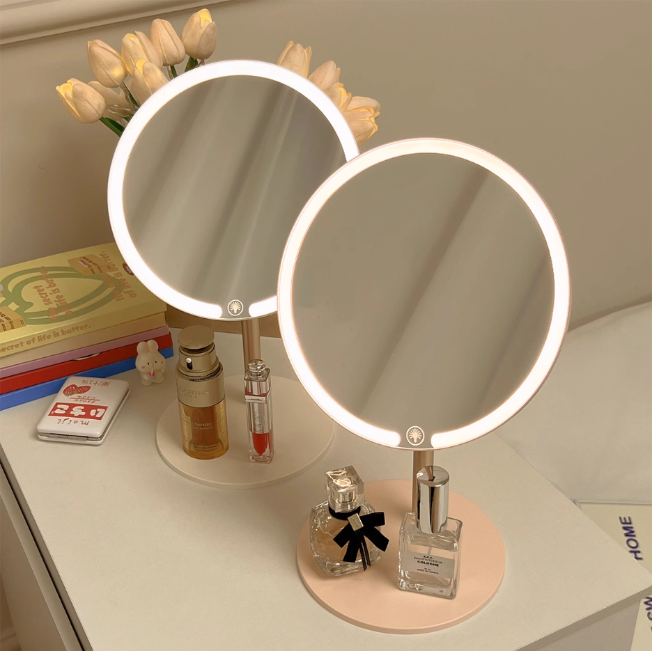 Factory Stand Smart Small Single Side Round Shape Base desktop Makeup Led  Mirror