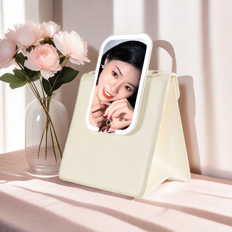 Custom logo 2024 new style class woman handbags mirrors with led lightsbusiness commuting bag large capacity travel cosmetic bag