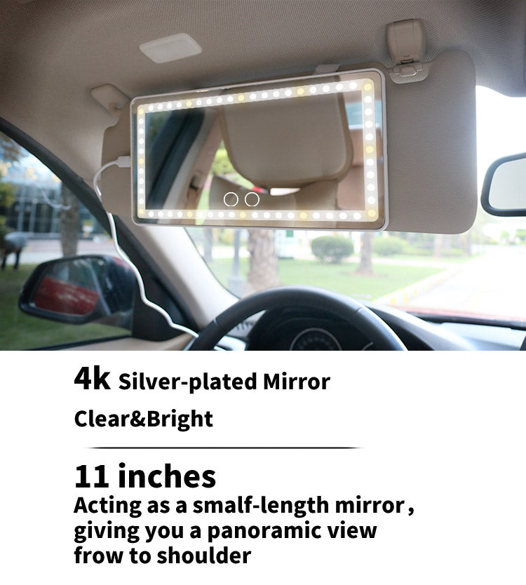 Car Makeup Mirror 3 colors light hanging in car Makeup mirror with led lights rechargeable 24pcs