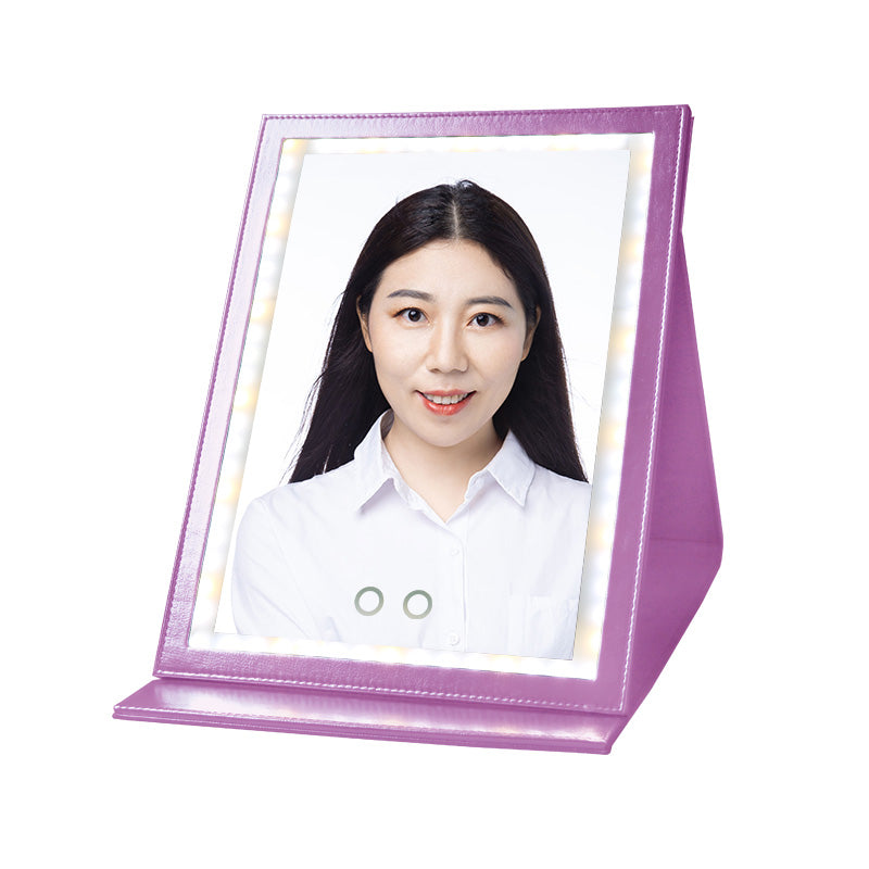 Table Vanity Makeup Desk Mirror With Stand PU Leather Tabletop Mirror