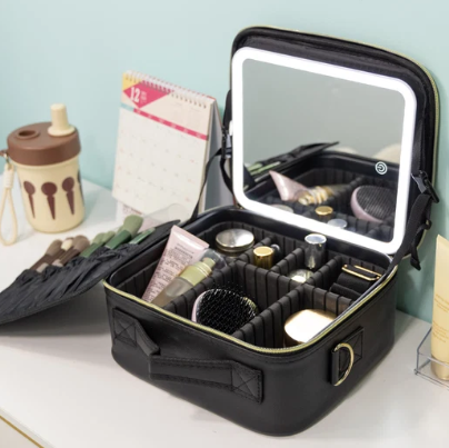 Detachable LED Makeup Mirror Travel Cosmetic Bag – Your All-in-One Portable Styling Station