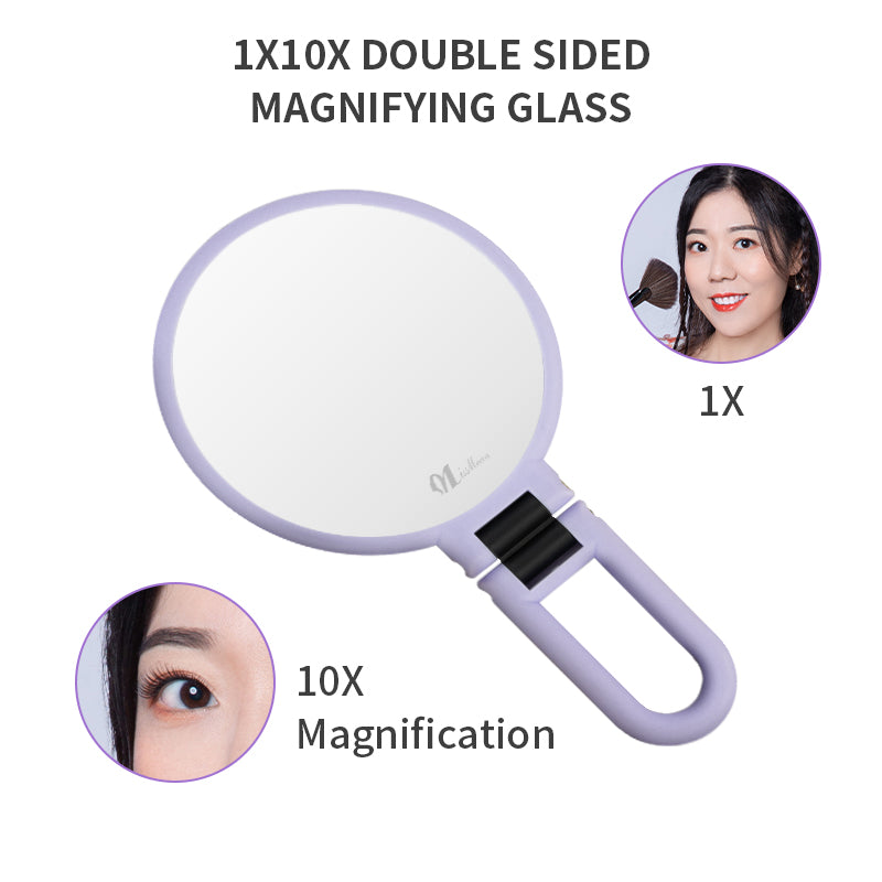 10X Magnification Handheld Makeup Mirror Dual-sided