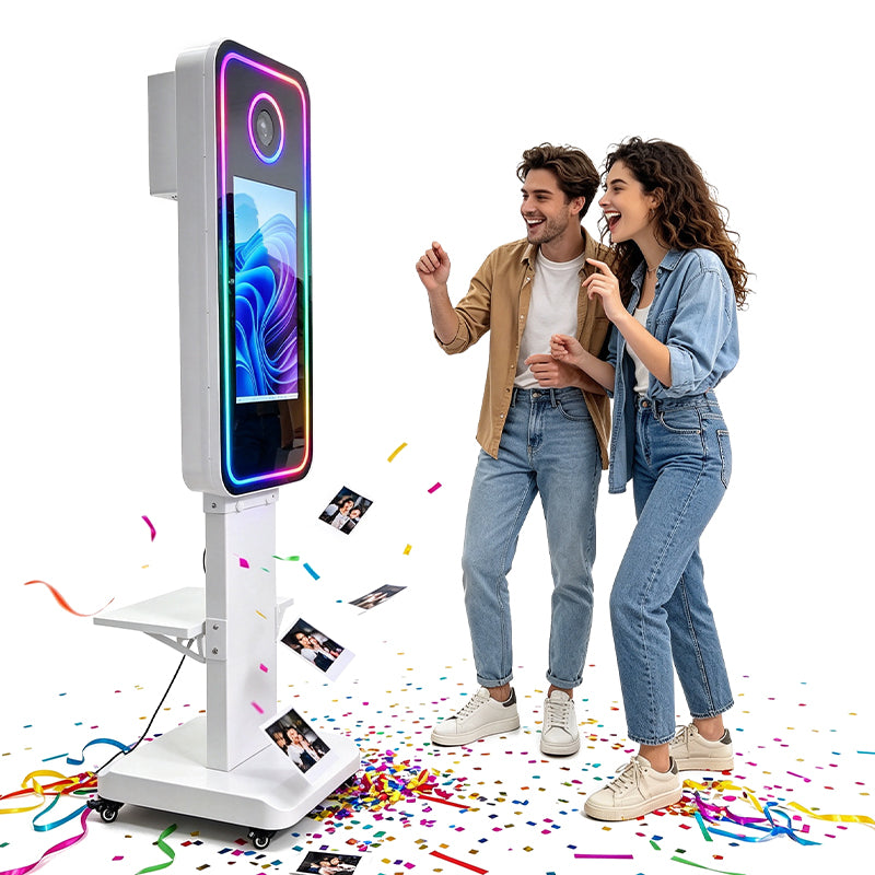 40 Inch Magic Mirror Photo Booth | Floor Standing Touchscreen Mirror Photo Booth for Wedding, Party & Event Rental Business