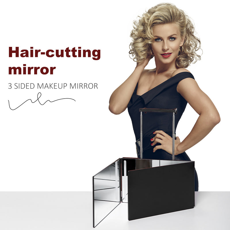 LED 3 Way Mirror for Self Cutting Mirror Trifold Mirror to See Back of Head