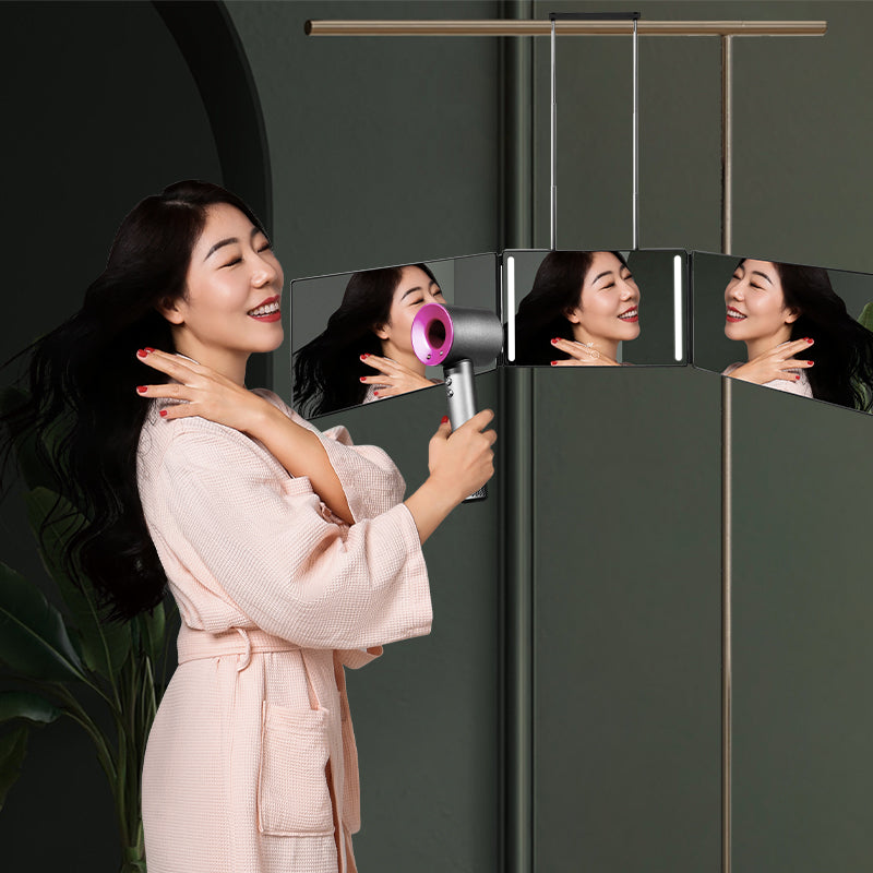 3 way 360 degree Self Hair Cutting Mirror with LED Light Make You Shaving and Cutting Hair at Home