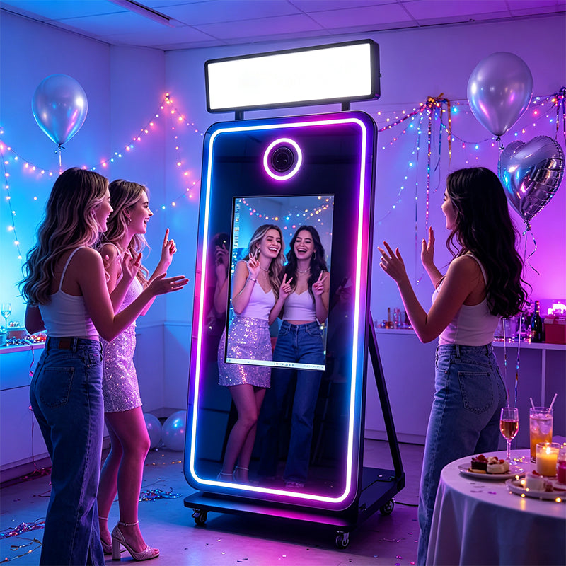 70 Inch Magic Mirror Photo Booth | 32" Touch Screen Mirror Selfie Station for Wedding, Party, Event Rental