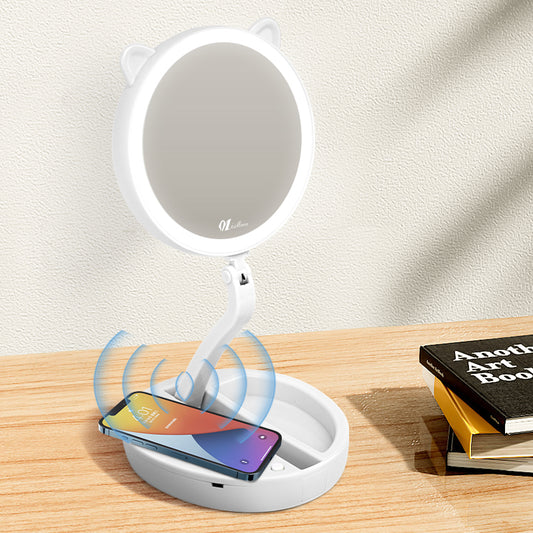 Foldable Make Up Mirror With LED Lights two way mirror glass