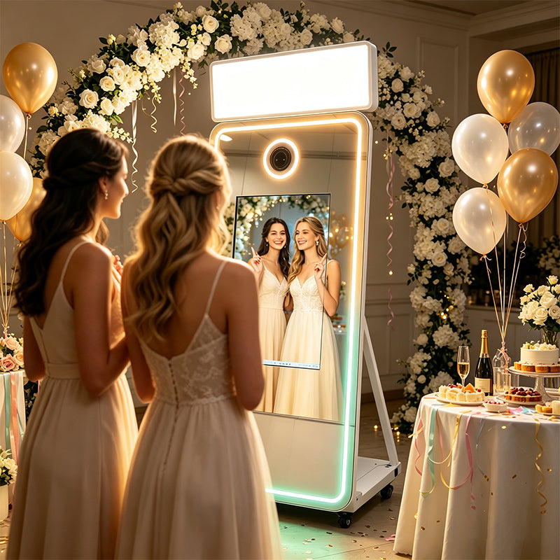 70 Inch Magic Mirror Photo Booth | 32" Touch Screen Mirror Selfie Station for Wedding, Party, Event Rental
