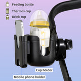 New Design Cup Holder for Baby Stroller Universal Bottle Drink Holder Pram Wheelchair Cup Holder with Phone Slot