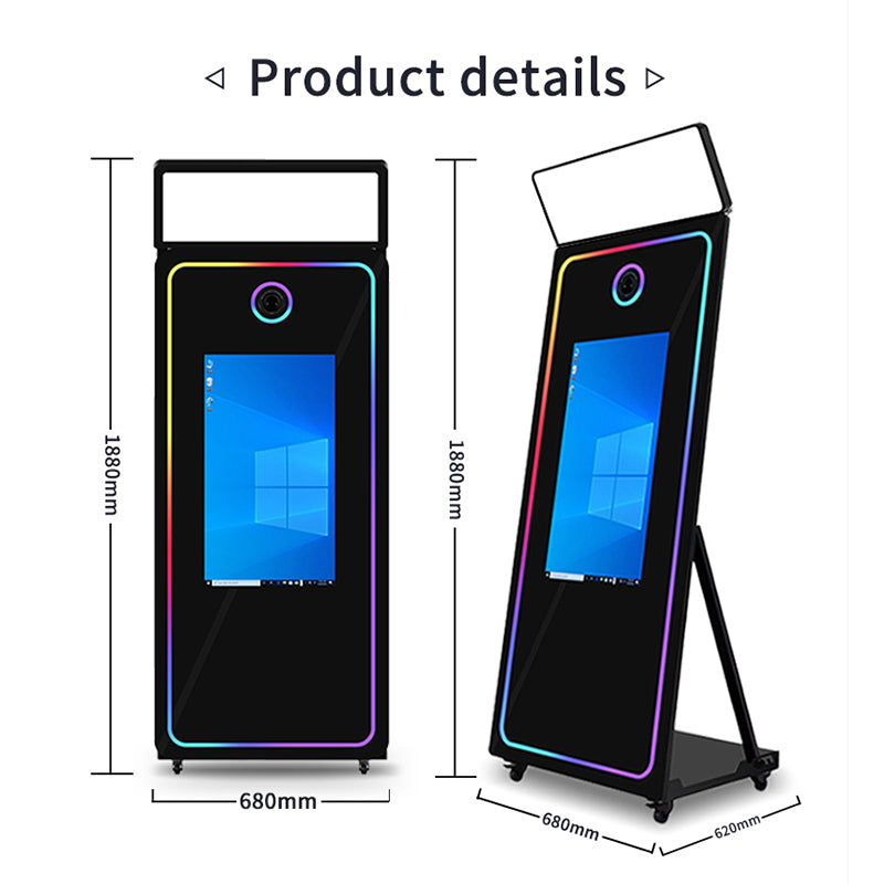 70 Inch Magic Mirror Photo Booth | 32" Touch Screen Mirror Selfie Station for Wedding, Party, Event Rental