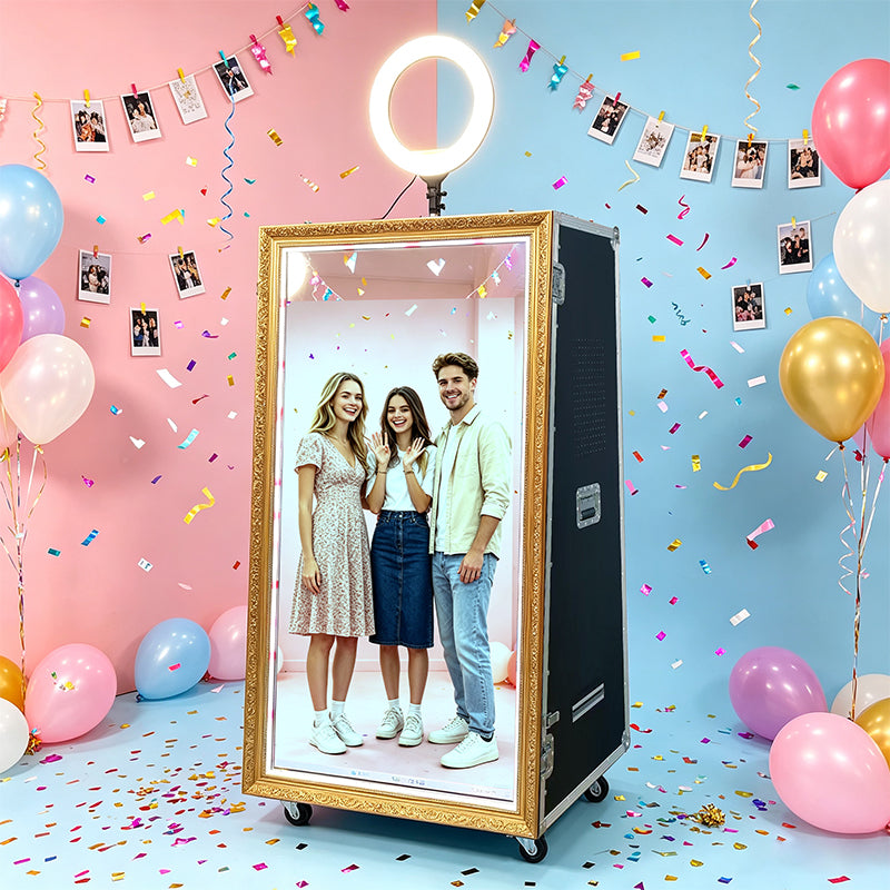 55" Magic Mirror Photo Booth | Flight Case Magic Mirror Selfie Station For Wedding, Party & Event Rental