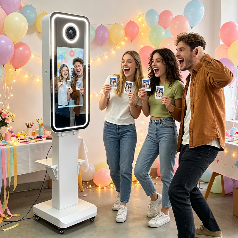 40 Inch Magic Mirror Photo Booth | Floor Standing Touchscreen Mirror Photo Booth for Wedding, Party & Event Rental Business
