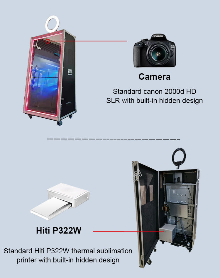 55" Magic Mirror Photo Booth | Flight Case Magic Mirror Selfie Station For Wedding, Party & Event Rental