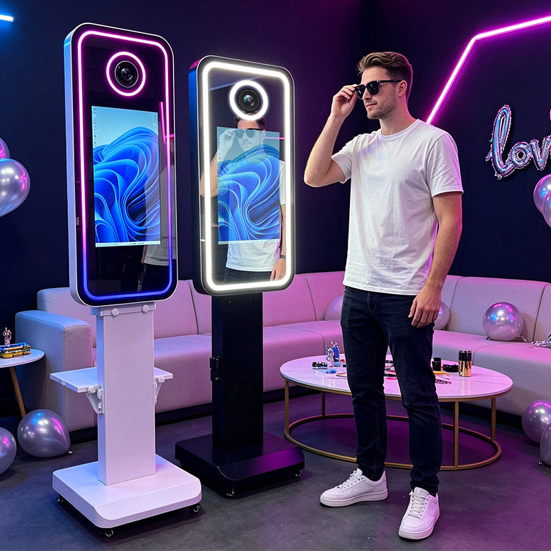 40 Inch Magic Mirror Photo Booth | Floor Standing Touchscreen Mirror Photo Booth for Wedding, Party & Event Rental Business