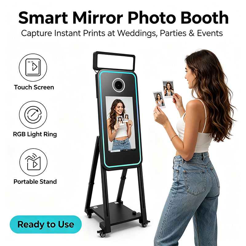 Magic Mirror Photo Booth | 21.5" Touch Screen RGB Light Selfie Kiosk