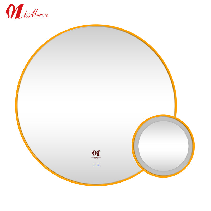 Round Smart X3 Magnifier Touch Screen Light LED Makeup Defogger Copper Free Silver Mirror Bathroom Mirror Support Customization