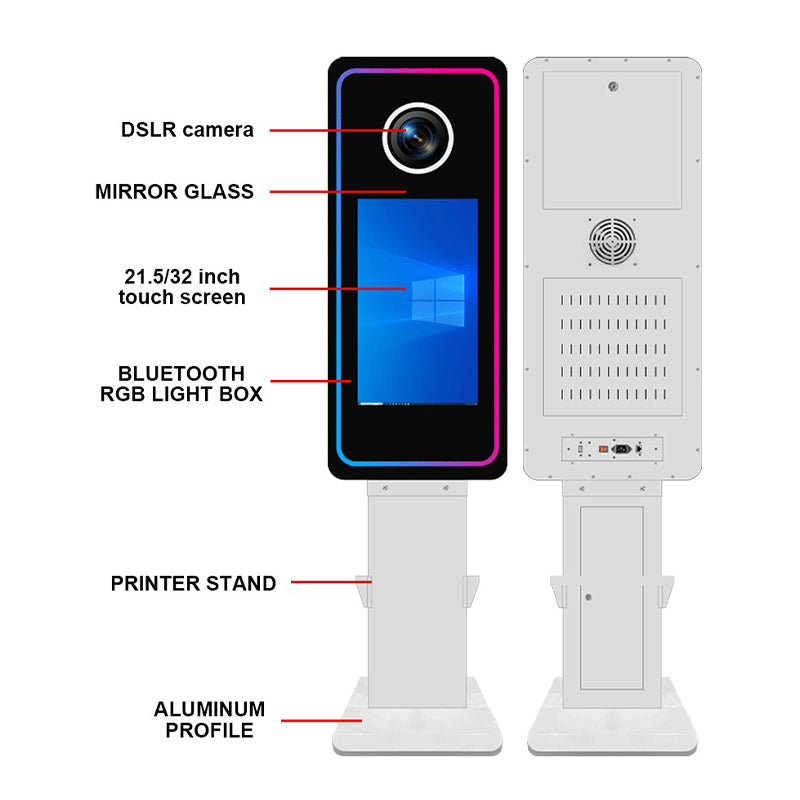 40 Inch Magic Mirror Photo Booth | Floor Standing Touchscreen Mirror Photo Booth for Wedding, Party & Event Rental Business