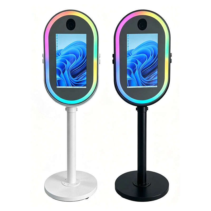 21.5" Oval Magic Mirror Photo Booth | Built-in Mini PC Touch Screen Selfie Kiosk for Wedding & Event Rental Business