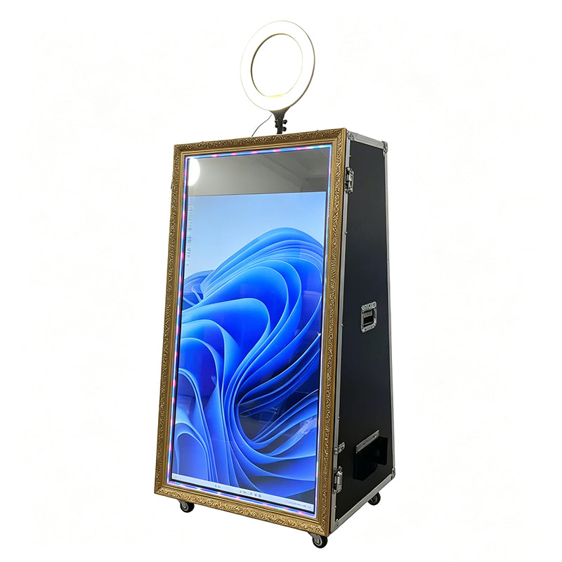 55" Magic Mirror Photo Booth | Flight Case Magic Mirror Selfie Station For Wedding, Party & Event Rental