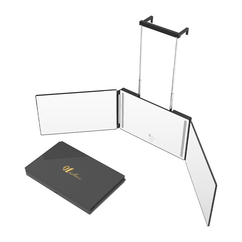 Rear View Head Mirror: Smart LED 360 Makeup Mirror & 3 Way Trifold