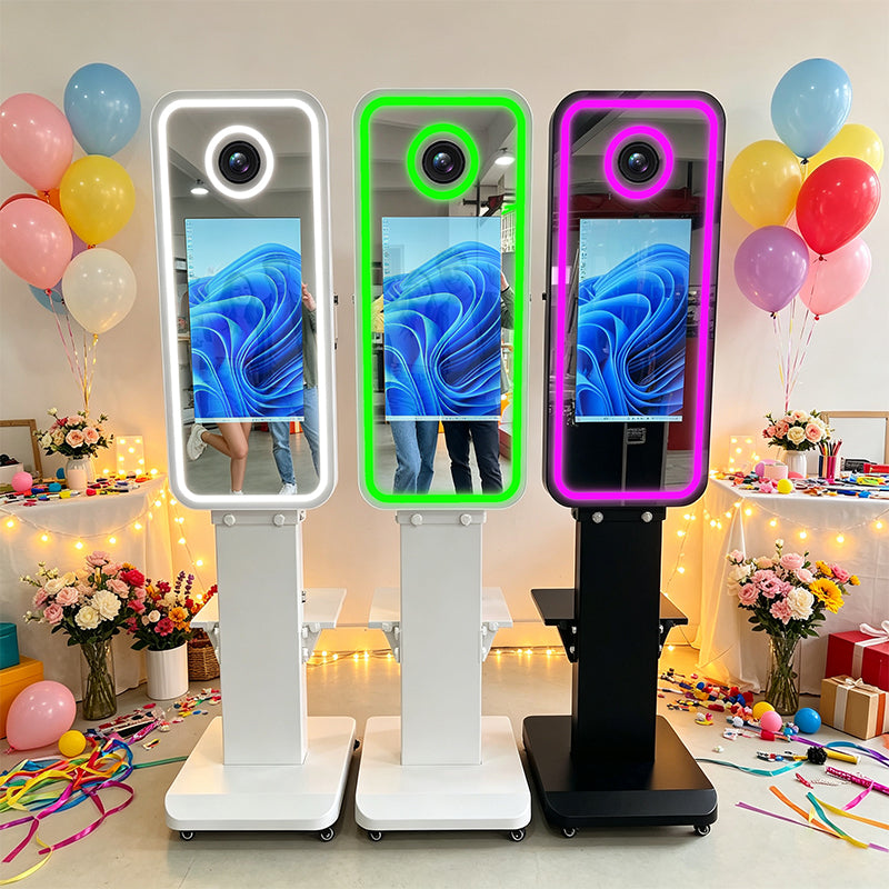 40 Inch Magic Mirror Photo Booth | Floor Standing Touchscreen Mirror Photo Booth for Wedding, Party & Event Rental Business