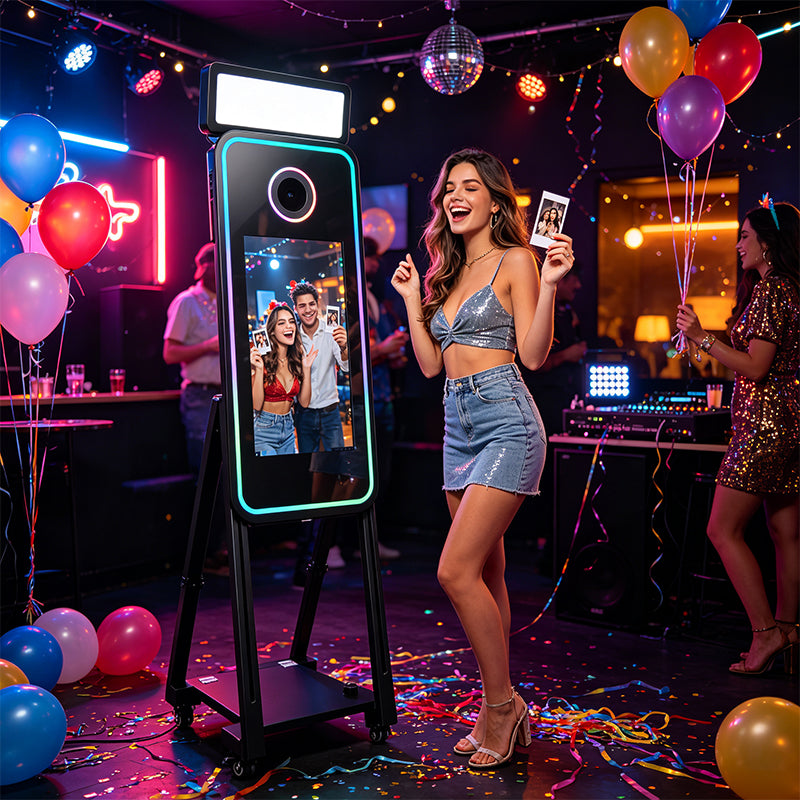 Magic Mirror Photo Booth | 21.5" Touch Screen RGB Light Selfie Kiosk