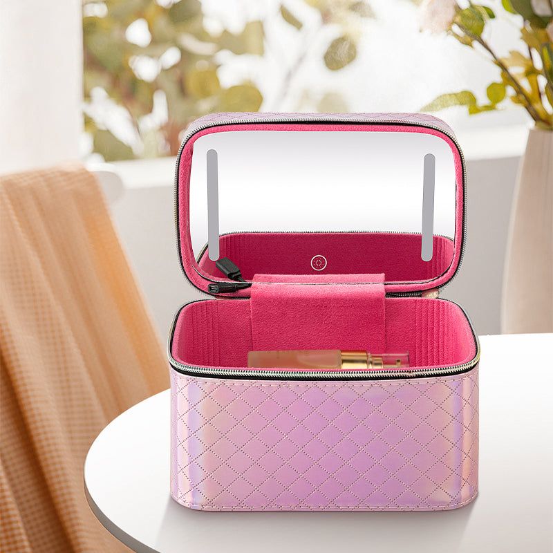 Led Cosmetic Case With Mirrors Sets Professional Lighted Makeup Bag Mirror