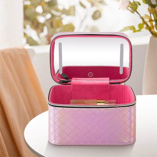 Led Cosmetic Case With Mirrors Sets Professional Lighted Makeup Bag Mirror