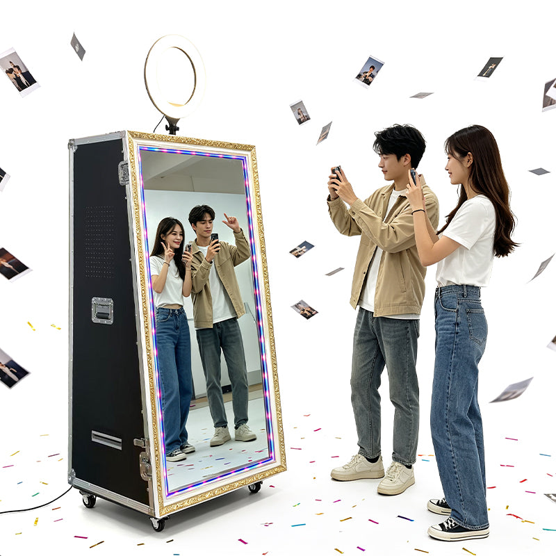 55" Magic Mirror Photo Booth | Flight Case Magic Mirror Selfie Station For Wedding, Party & Event Rental