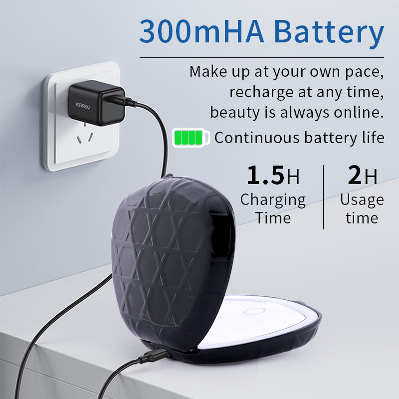 300mAh battery mirror - 1-5 hour charging - 2 hour usage time