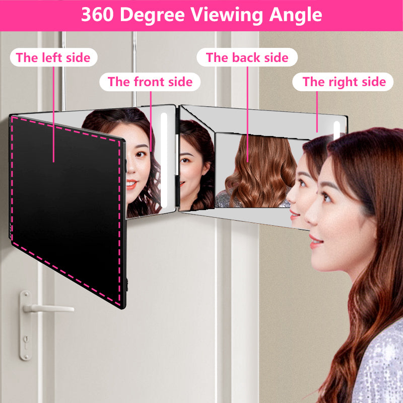 360 Degree Tri-Fold Mirror, Full View Of Front-Left-Right-Back Sides