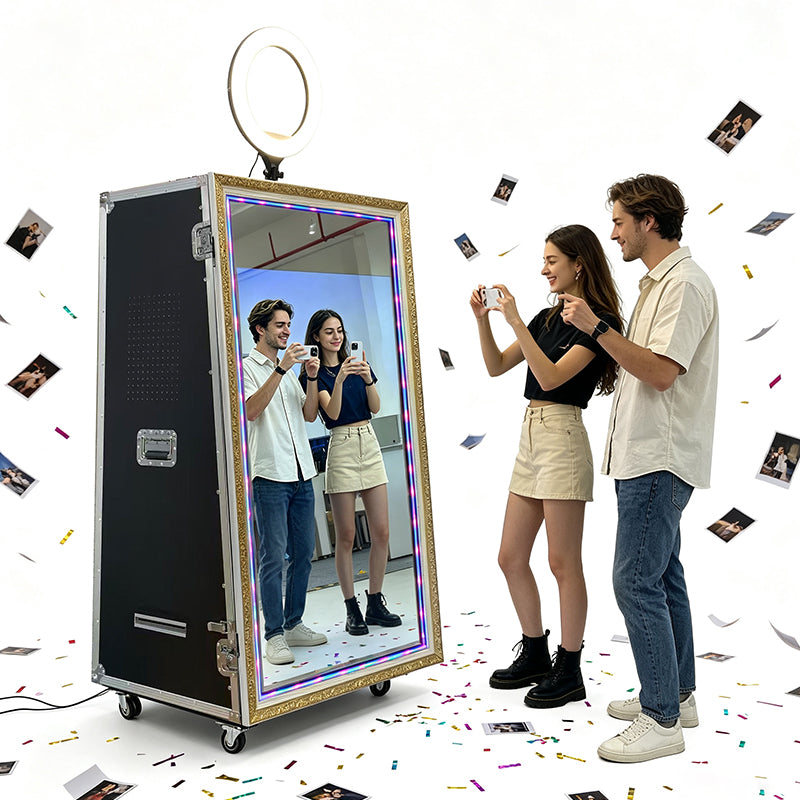 55" Magic Mirror Photo Booth | Flight Case Magic Mirror Selfie Station For Wedding, Party & Event Rental