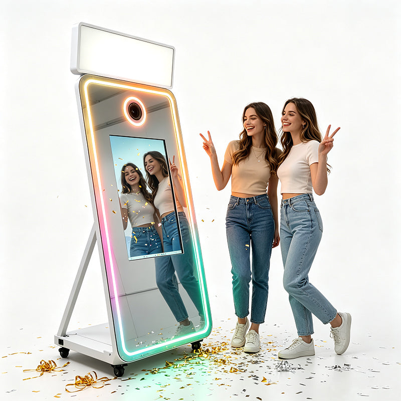 70 Inch Magic Mirror Photo Booth | 32" Touch Screen Mirror Selfie Station for Wedding, Party, Event Rental