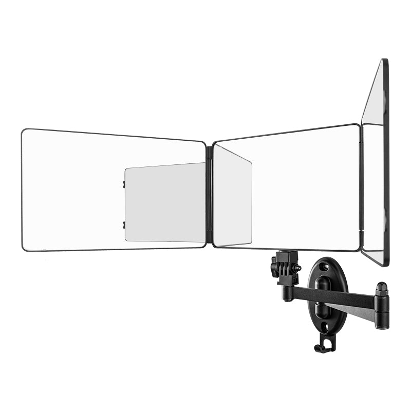 Adjustable Wall Mount Trifold Mirror: 360° LED Makeup & Rear View Mirror