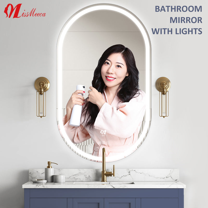 Modern smart bathroom mirror with light LED dressing mirror hotel wall mounted frameless mirror
