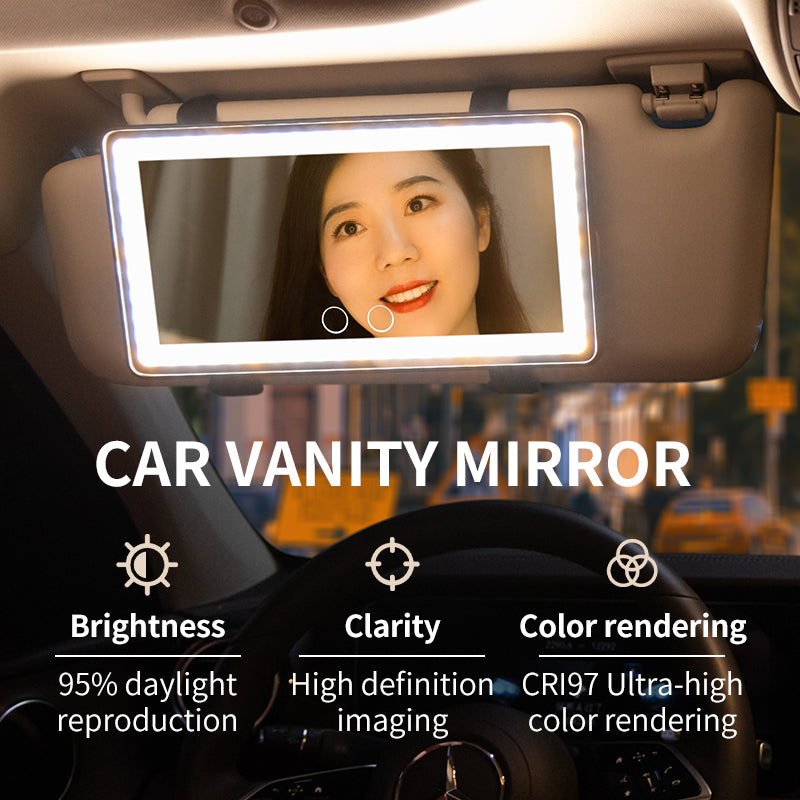 Best-selling Car Sunshade Board Makeup Mirror with LED Light Touch Makeup Three-color Car Beauty Mirror