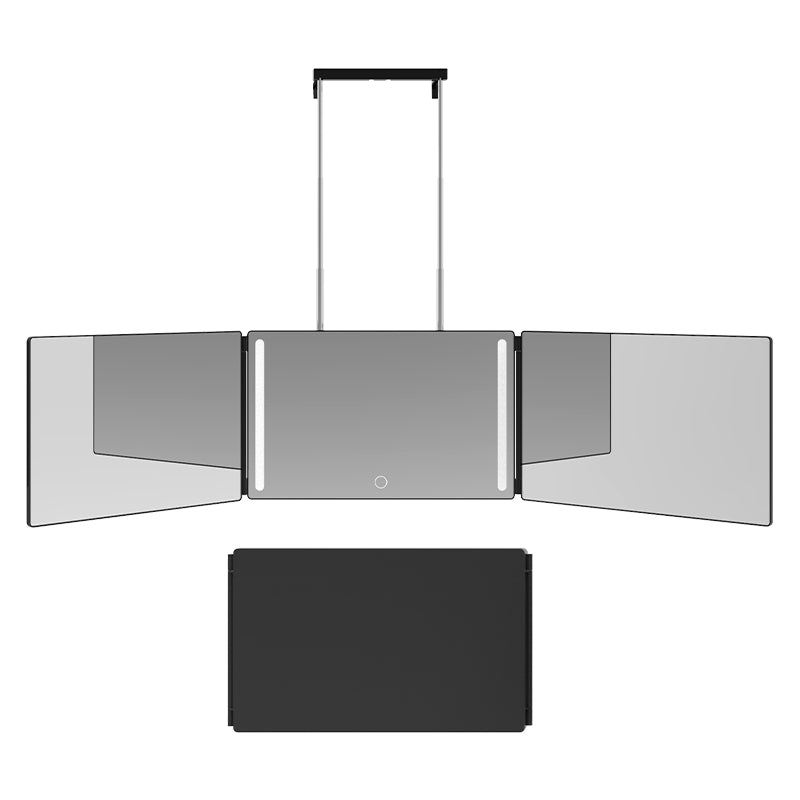 LED 3 Way Mirror for Self Cutting Mirror Trifold Mirror to See Back of Head