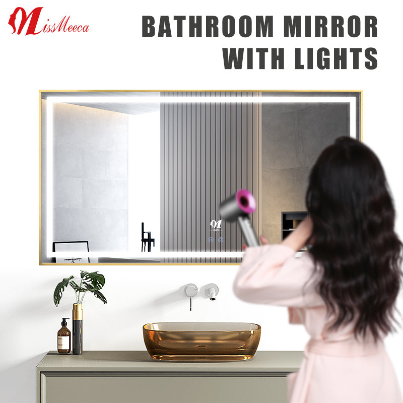 Smart Touch Screen Defogging Mirror Wallmount Led Light Bathroom Mirror