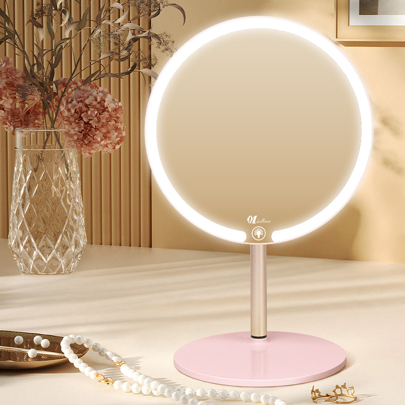 Factory Stand Smart Small Single Side Round Shape Base desktop Makeup Led  Mirror