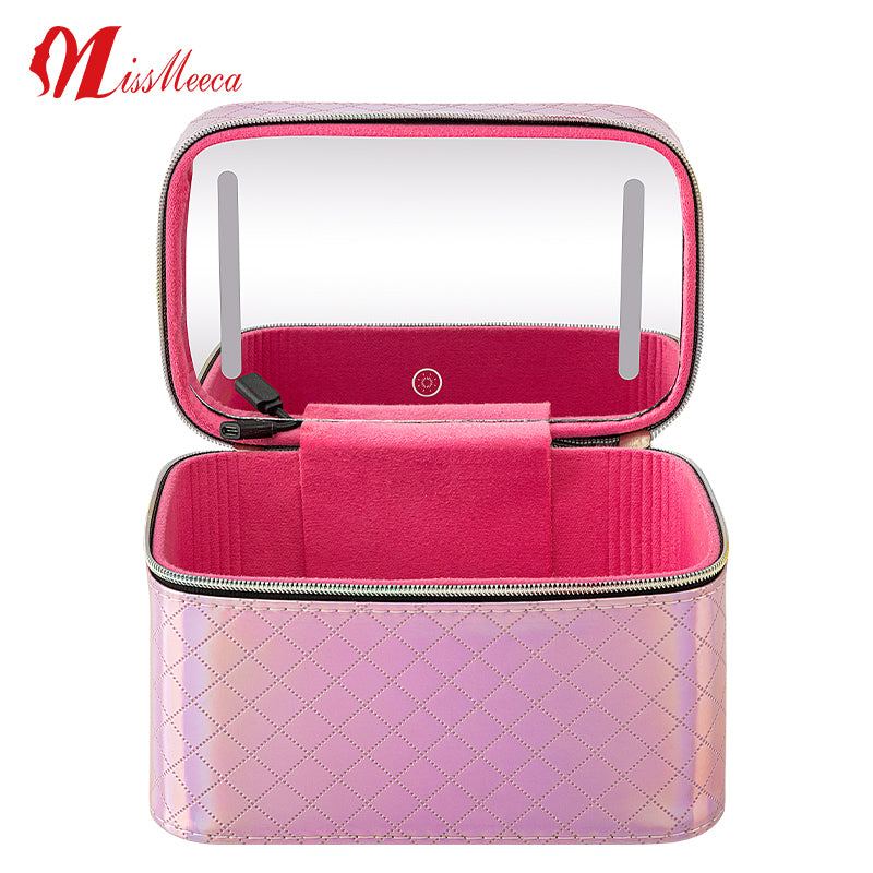 Led Cosmetic Case With Mirrors Sets Professional Lighted Makeup Bag Mirror