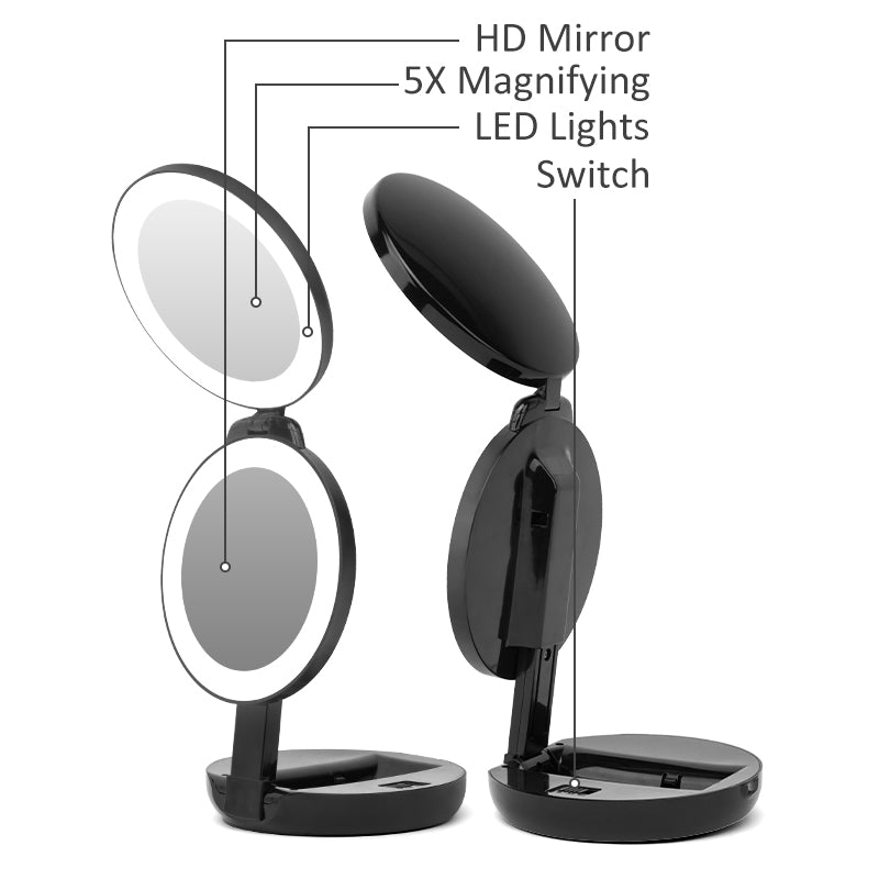 Flexible mirror LED Mirror With Stretchable Stand 1X/10X Magnifying Mirror