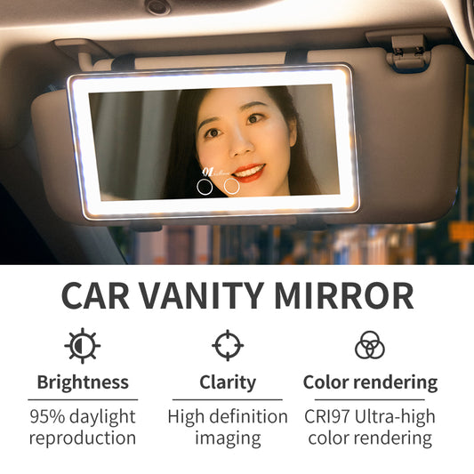 LED Car Vanity Mirror with Holder for Vehicle Sun Visor Beauty Mirror